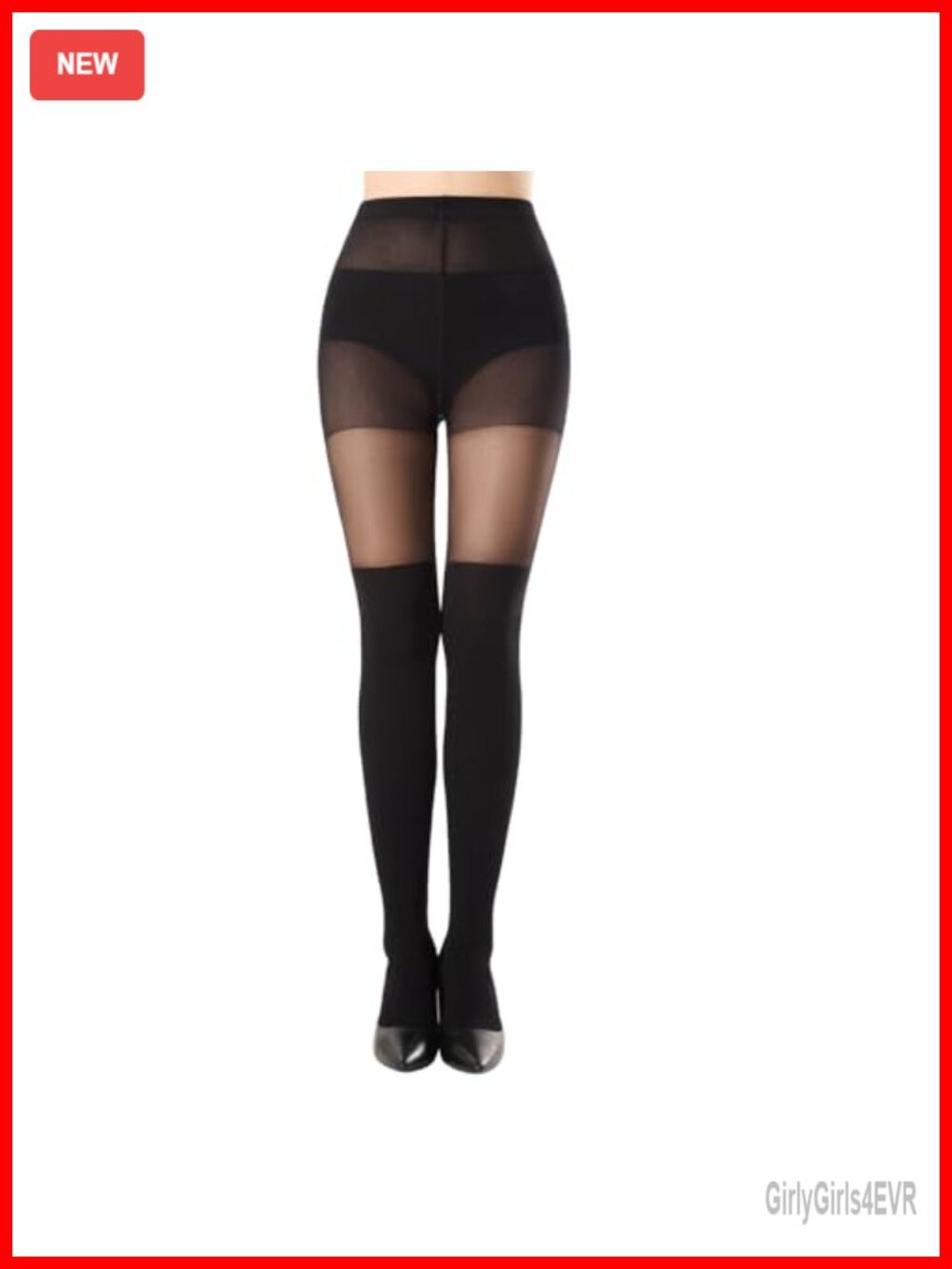 Faux Thigh High Tights Mock Suspender Pantyhose Over Knee Nylon Blend